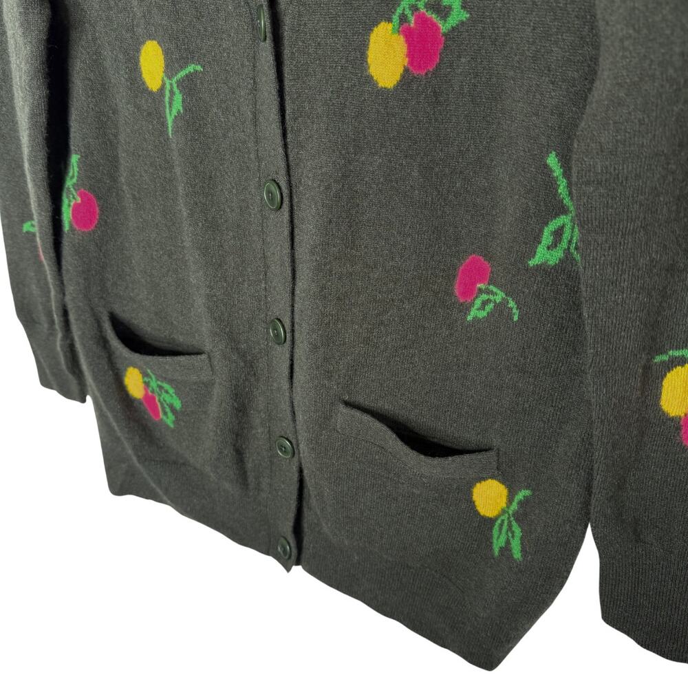 J. Crew Flower Bud Cashmere Button Down Boyfriend Cardigan Sweater Small Cherry - Picture 4 of 7